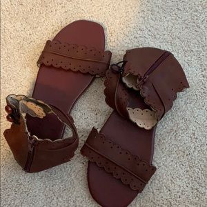 Mahogany ankle zip sandal